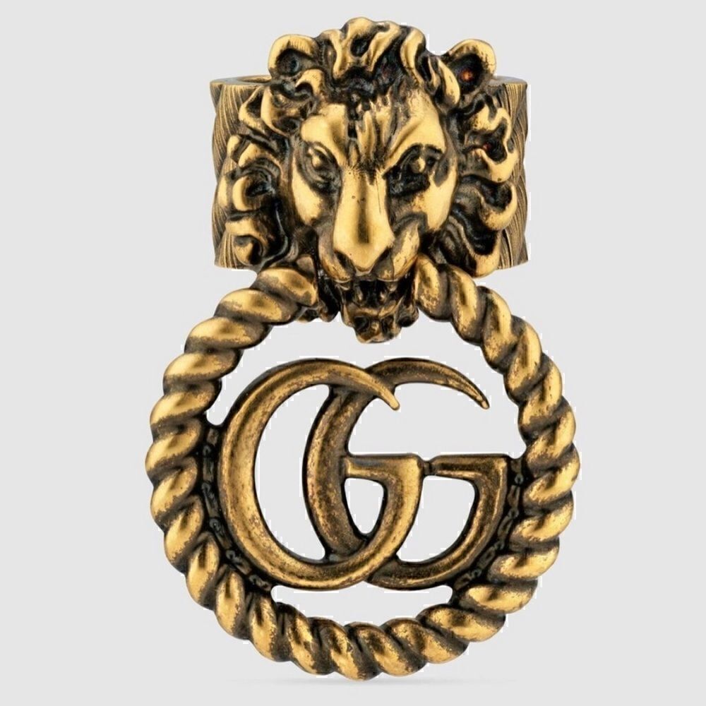 RARE Authentic Gucci Antique Lion Head GG Ring ✨